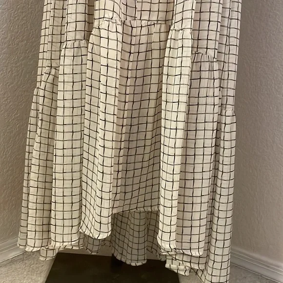 Melloday beige black plaid layered dress size S new with tag - Picture 4 of 16